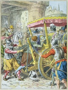 Mordet på kung Henri IV av François Ravaillac i Rue de la Ferronnerie Paris, 14 maj av Frederic Theodore Lix