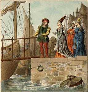 Populär låt: "A Nantes is arrived"". Illustration (detalj) av Frederic Theodore Lix (1830-1897) i ""Barnsånger och rundor från Frankrikes provinser"" av Frederic Theodore Lix
