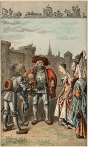 Populär låt: "It was Anne of Brittany"". Drottning av Frankrike Anne av Bretagne (1477-1514), som anländer till Rennes, får en bukett verbena. Illustration av Frederic Theodore Lix (1830-1897) i ""Barnsånger och rundor från Frankrikes provinser"" av Frederic Theodore Lix