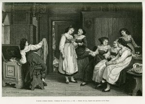 Den gamla Alsace dräkten. Gravyr av Lix, efter en målning Present de Noces av Pabst, för att illustrera berättelsen A Through Alsace and Lorraine, av Charles Grad, tysk deputerad, 1885, i tour du monde 1887, under ledning av Edouard Charton (1807) av Frederic Theodore Lix