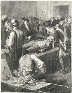 Den sårade Maximilien Robespierre vid kommittén för allmän säkerhet i väntan på hans avrättning, 1794 av Frederic Theodore Lix