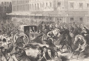 Vera Zasulich skjuter den 24 januari 1878 på Petersburgs guvernör general Trepov, 1878. av Frederic Theodore Lix