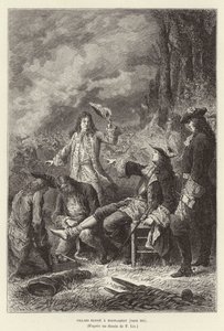 Villars välsignar en malplaquet. Claude Louis Hector de Villars, marskalk av Frankrike, sårad i slaget vid Malplaquet, det spanska tronföljdskriget av Frederic Theodore Lix