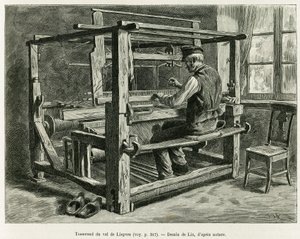 Väver av Liepvredalen. Gravyr av Lix, för att illustrera berättelsen A Through Alsace and Lorraine, 1887, av Charles Grad, tysk deputerad, i tour du monde 1888, regisserad av Edouard Charton (1807-1890), Hachette, Paris.