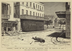 Öde, hörnet av Rue des Soeurs, Alexandria, efter massakern den 11 juni
