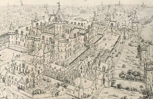 Louvren i Paris vid tidpunkten för Charles V, Wise (1300-talet), teckning av Frederic de Clarac (1777-1847), Frankrike av Frederic de Clarac