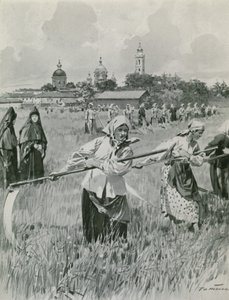 Ett kloster i Novgorod: Nunnor som gör hö av Frederic de Haenen