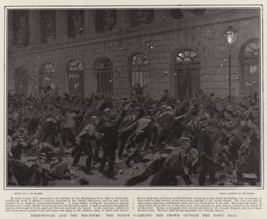 Birmingham och Pro-Boers, polisen anklagar folkmassan utanför rådhuset av Frederic de Haenen