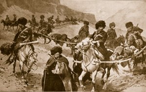 Kosackambulanskonvoj i bergen i Kaukasus, 1914-19 av Frederic de Haenen