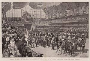 Gud bevare kungen, slutscenen i den stora festtävlingen, invigningen av det australiensiska samväldet, vid Royal Military Tournament av Frederic de Haenen