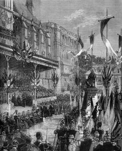 Invigning av statyn av Adolphe Thiers (1797-1877) på Place Thiers de Saint Germain en Laye (Saint-Germain-en-Laye), 19 september av Frederic de Haenen