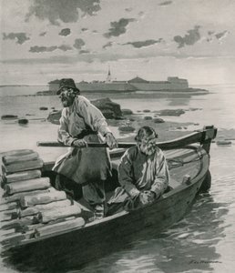 Slottsfästning, vid sjön Ladoga av Frederic de Haenen