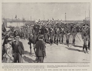 Ankomsten av New South Wales Lancers till Kapstaden, lämnar Wharf för järnvägsstationen av Frederic de Haenen