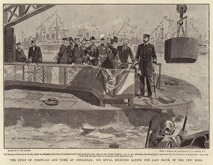 Hertigen av Cornwall och York i Gibraltar, Hans kungliga höghet lägger det sista blocket av den nya molen av Frederic de Haenen