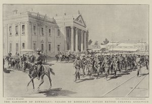 The Garnison of Kimberley, Parade of Kimberley Rifles före överste Kekewich av Frederic de Haenen