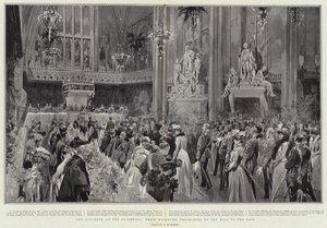 Lunchen i Guildhall, deras majestäter fortsätter uppför hallen till Dais av Frederic de Haenen