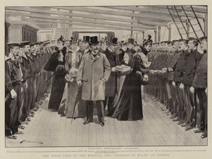 Det kungliga besöket på sjukhusskeppet Princess of Wales i Tilbury av Frederic de Haenen