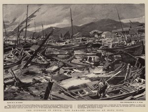Tyfonen i Kina, den skadade sjöfarten i Hong Kong av Frederic de Haenen