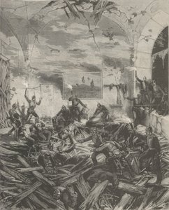 Vinterpalatset efter explosionen, kvällen den 17 februari 1880. av Frederic de Haenen