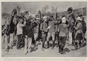 Tre hurra för Lord Kitchener, överlämnade boer som är angelägna om att gå med i National Scouts efter att ha blivit tilltalade av överbefälhavaren av Frederic de Haenen