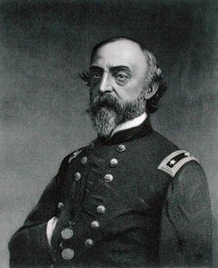 George Gordon Meade (1815-72) graverad av Robert E. Whitechurch (1814-c.83) efter ett fotografi (gravyr) av Frederick (after) Gutekunst