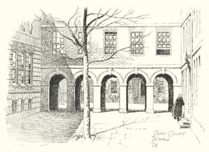 Pump Court, Temple (litografi) av Frederick Adcock