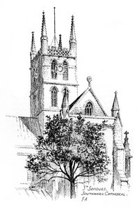 Southwark Cathedral, London, 1912 av Frederick Adcock