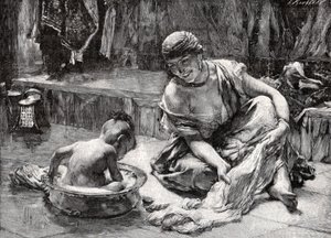 Barn Bath, Egypten av Frederick Arthur Bridgman