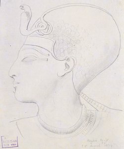 Studie av en relief av huvudet av Seti I (1394-1279 f.Kr.) i Temple of Seti I, Abydos, 1874 av Frederick Arthur Bridgman