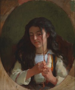 Studie av en ung flicka, Pont Aven, 1869. av Frederick Arthur Bridgman
