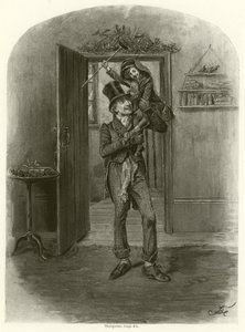 Bob Cratchit och Tiny Tim (gravyr) av Frederick Barnard