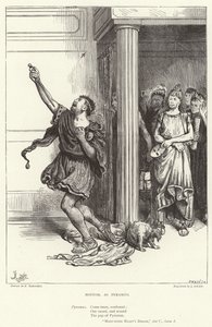Bottom, som Pyramus, Midsommarnattsdrömmen, akt V, scen I av Frederick Barnard