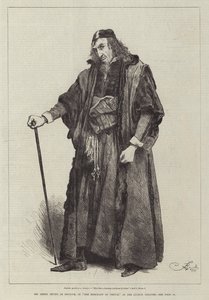 Henry Irving som Shylock i Köpmannen i Venedig på Lyceum Theatre. av Frederick Barnard