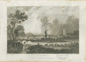 Stafford - South West View: gravyr, nd [c 1830] (tryck) av Frederick Calvert