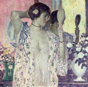 Handspegeln (olja på duk) av Frederick Carl Frieseke