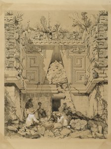 Archway, Casa del Gobernador, Uxmal, Yucatan, 1843 (sepia bläck & tvätt på vävt papper)