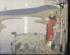 Pastoral, ca 1923 (grafit, akvarell och gouache ombord)