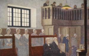 Quakers helgon: Ett vänners möte (färglitografi) av Frederick Cayley Robinson