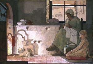 Studie för "Fostermodern" av Frederick Cayley Robinson