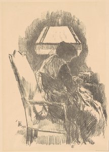 Fru Hassam Knitting large, 1918. av Frederick Childe Hassam