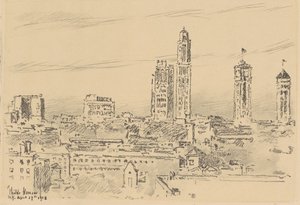 New Yorks skyline, ljusa byggnader, 1918. av Frederick Childe Hassam