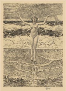 Regndroppar och surf, 1921. av Frederick Childe Hassam