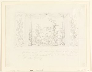 Ritning, The Royal Pavilion, Brighton, blå (södra) salongen, förslag till väggdekoration, ca 1820 av Frederick Crace