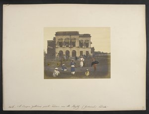 Bostad av en engelsk gentleman, [Garden Reach,] Calcutta, ca 1851-52 (handfärgat foto)