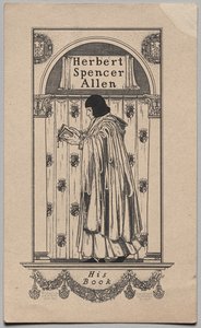 Bokskylt: Herbert Spencer Allen, hans bok inskriven av Frederick Garrison Hall
