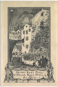 Bokskylt: Irving Kent Hall och Mary Kent Hall, Ex Libris inskriven av Frederick Garrison Hall