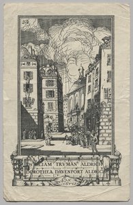 Bokskylt: William Truman Aldrich och Dorthea Davenport Aldrich, Ex Libris inskrivet av Frederick Garrison Hall