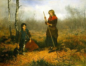 Samla löv (olja på duk) av Frederick Gerald Kinnaird