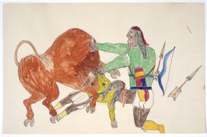 Bison trampande man