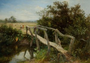 Den gamla gångbron över floden Cole vid Yardley, 1890.